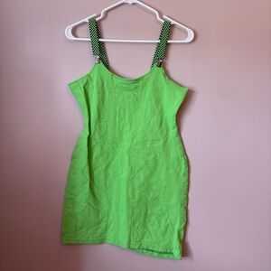 Avon Fashions Vintage Lime Mini Dress with Checkered Straps